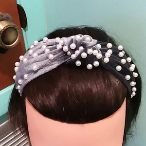 Pearl Beaded Velour Headband